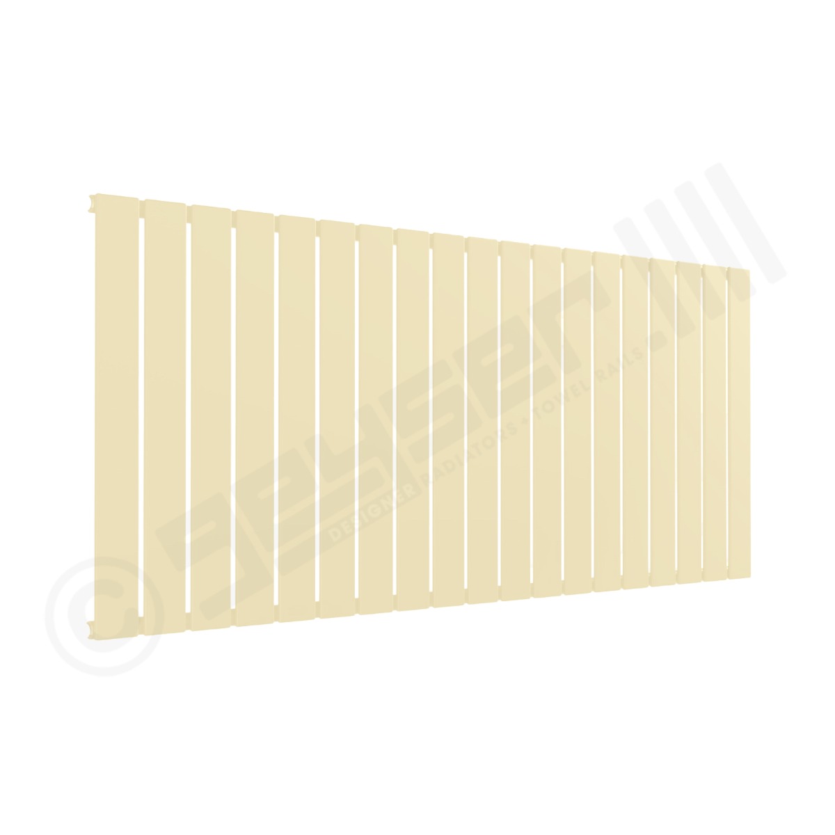 Cardiff Special Flat Horizontal Single Panel Designer Radiator 600mm x 1402mm in Light Ivory RAL 1015