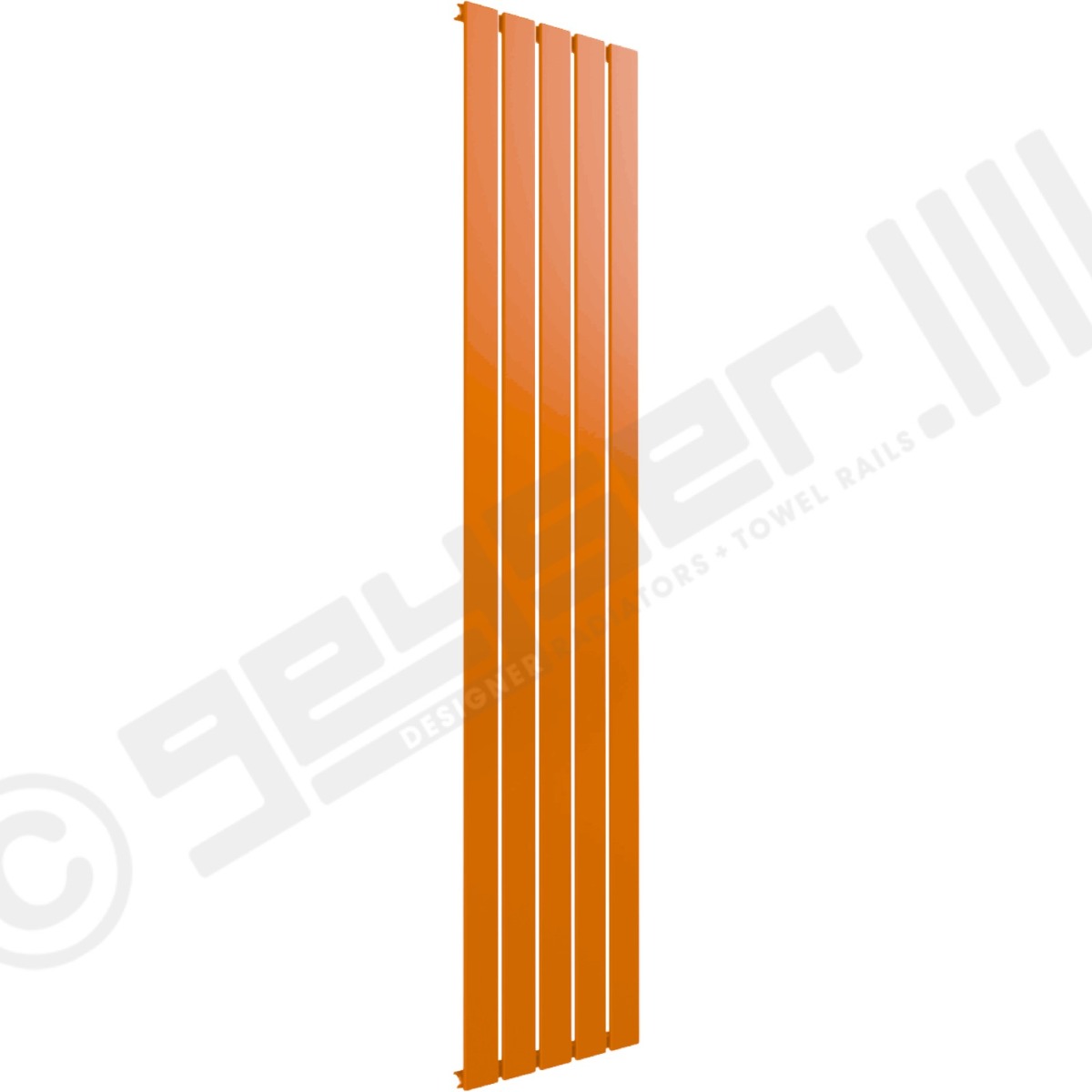 Cardiff Special Flat Vertical Single Panel Designer Radiator 1600mm x 366mm in Pastel Orange RAL 2003