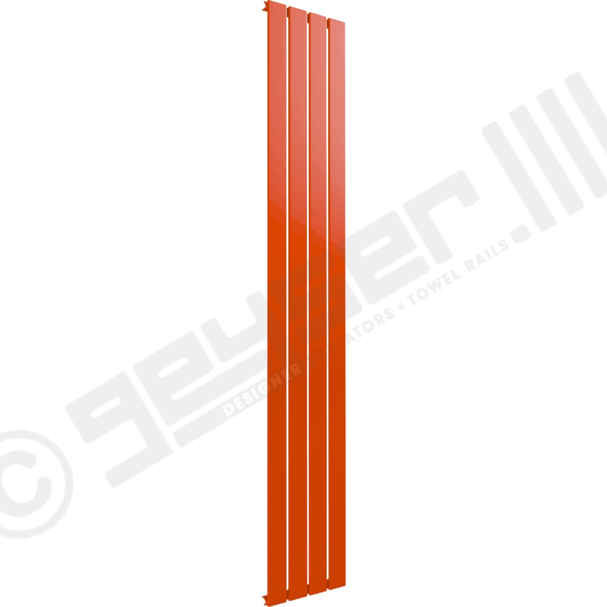 Cardiff Special Flat Vertical Single Panel Designer Radiator 1800mm x 292mm in Pastel Orange RAL 2003