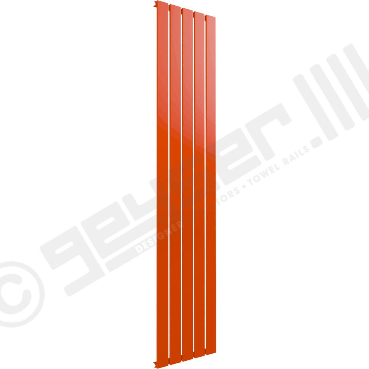 Cardiff Special Flat Vertical Single Panel Designer Radiator 1800mm x 366mm in Pure Orange RAL 2004