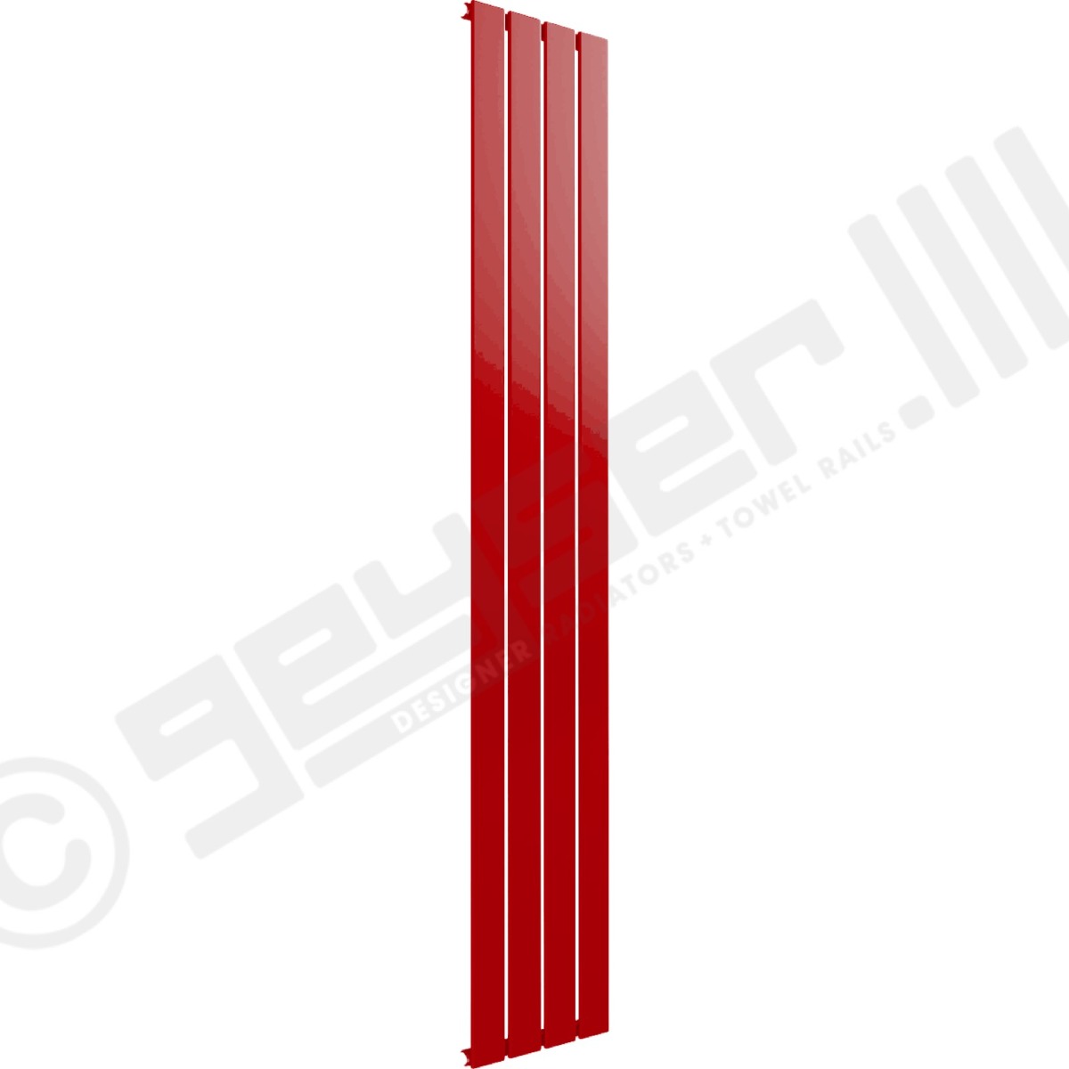 Cardiff Special Flat Vertical Single Panel Designer Radiator 1800mm x 292mm in Wine Red RAL 3005