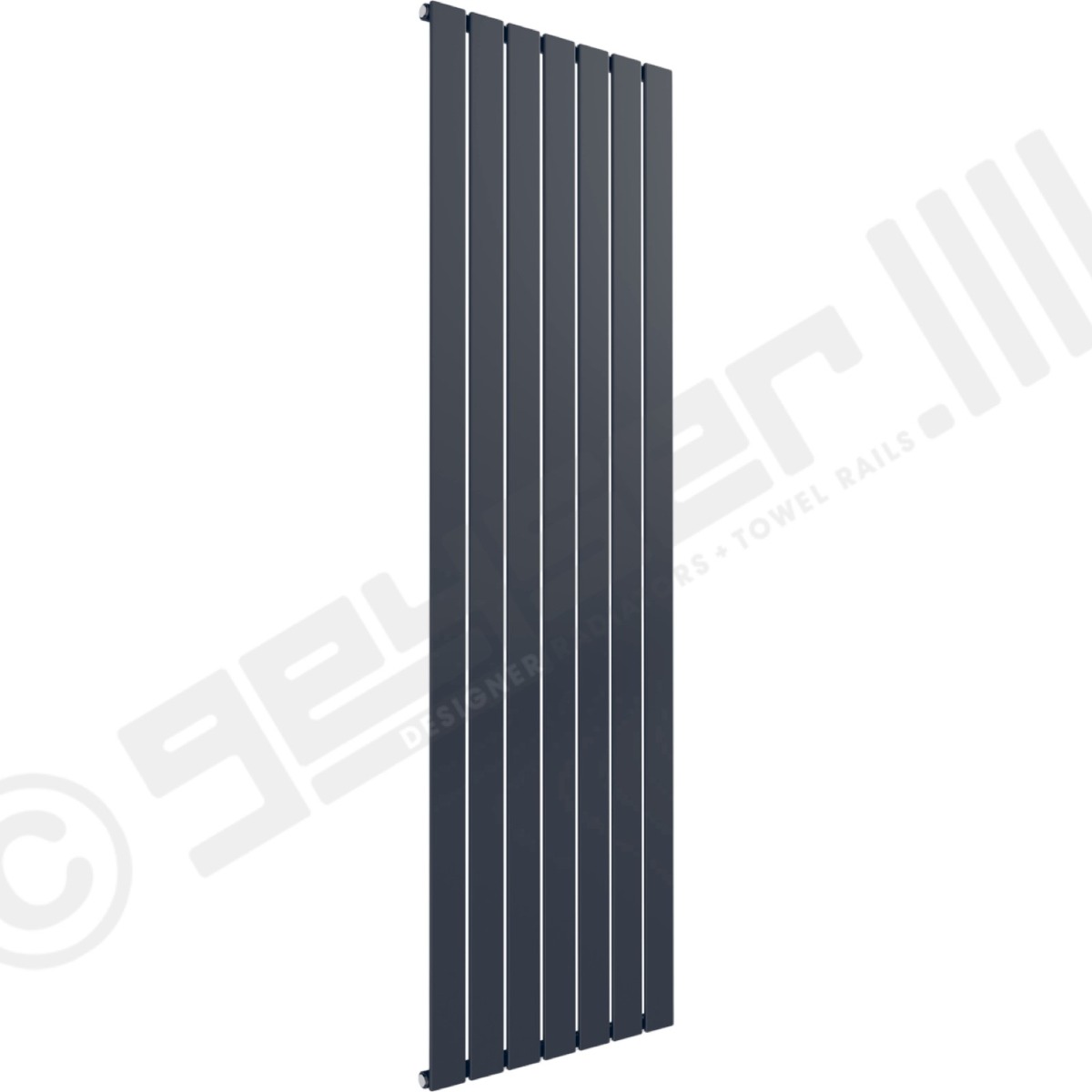 Cardiff Special Flat Vertical Single Panel Designer Radiator 1800mm x 514mm in Grey Aluminium RAL 9007