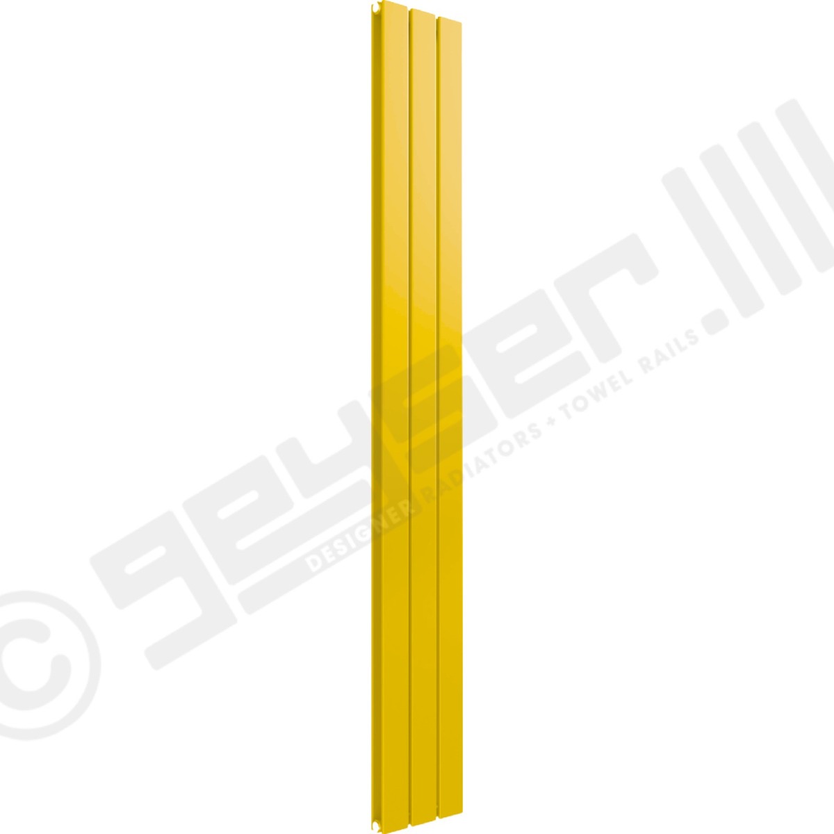 Cardiff Special Flat Vertical Double Panel Designer Radiator 1800mm x 218mm in Traffic Yellow RAL 1023