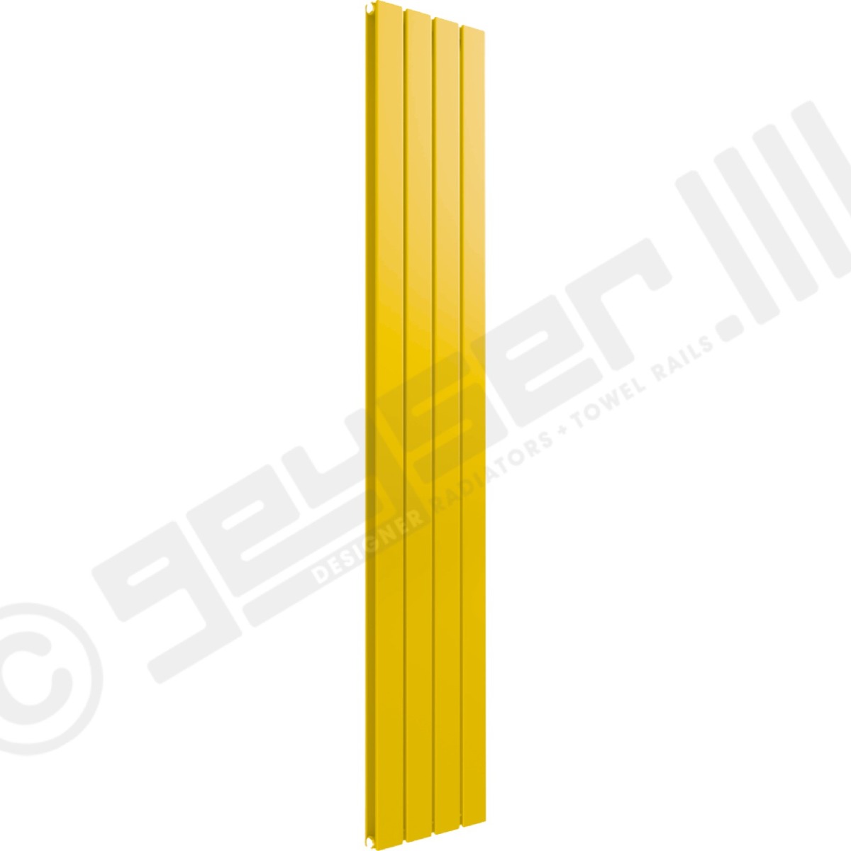 Cardiff Special Flat Vertical Double Panel Designer Radiator 1800mm x 292mm in Traffic Yellow RAL 1023