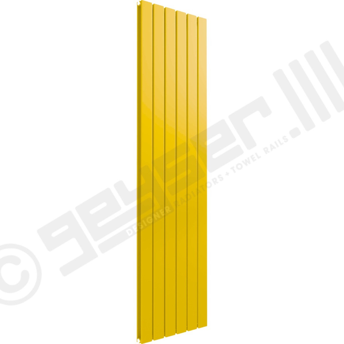 Cardiff Special Flat Vertical Double Panel Designer Radiator 1600mm x 440mm in Traffic Yellow RAL 1023