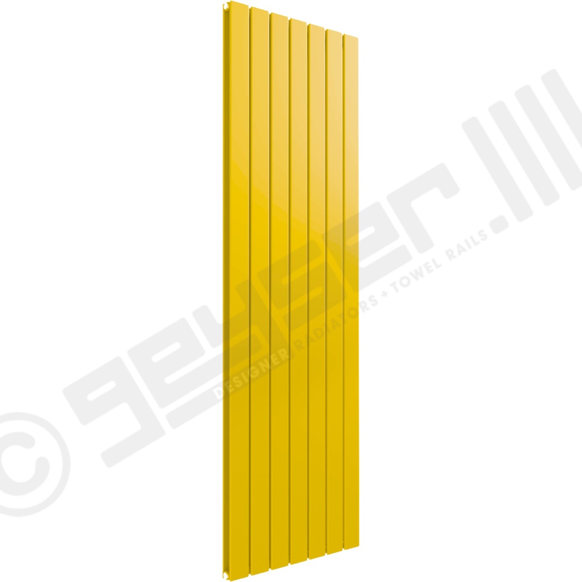 Cardiff Special Flat Vertical Double Panel Designer Radiator 1800mm x 514mm in Traffic Yellow RAL 1023