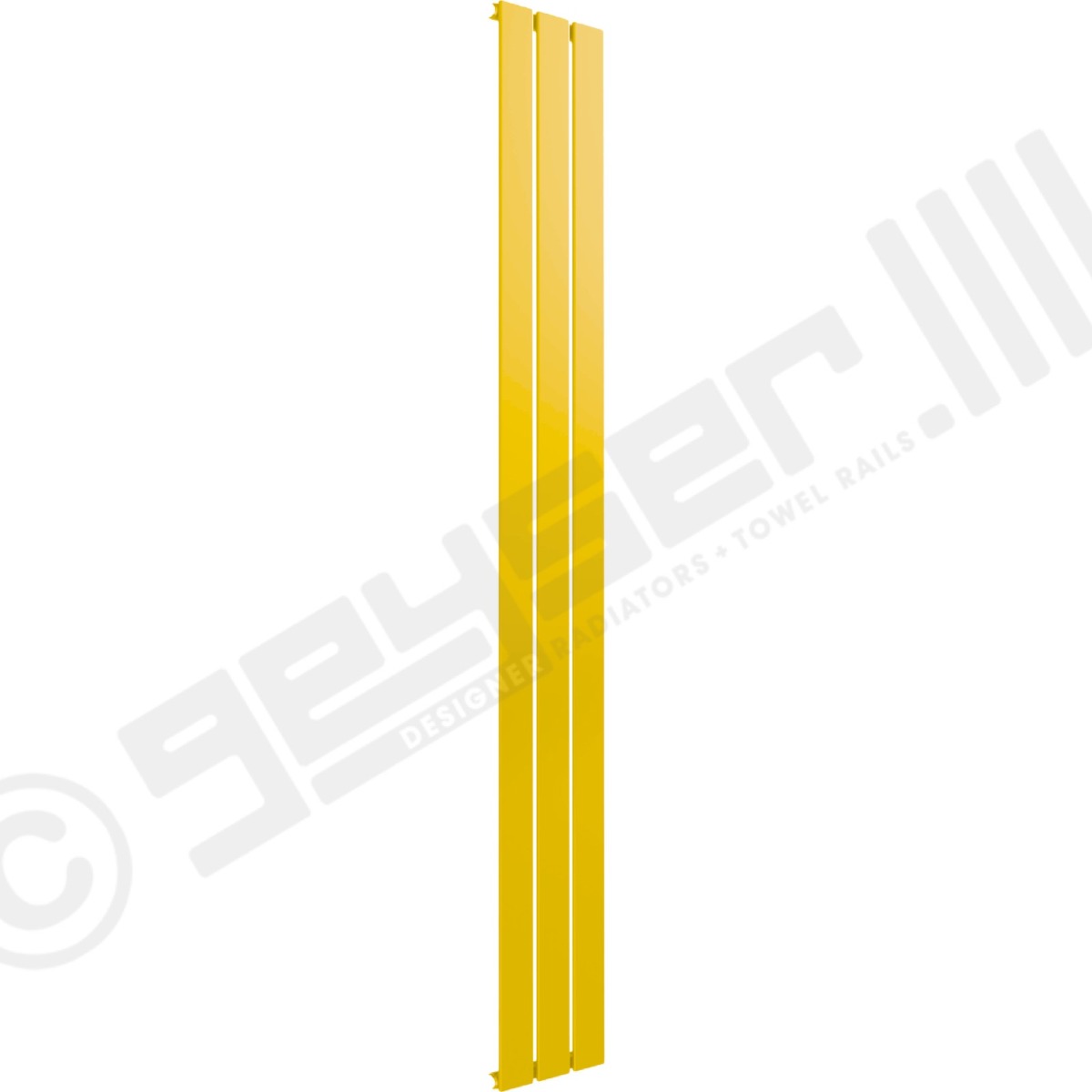 Cardiff Special Flat Vertical Single Panel Designer Radiator 1600mm x 218mm in Traffic Yellow RAL 1023