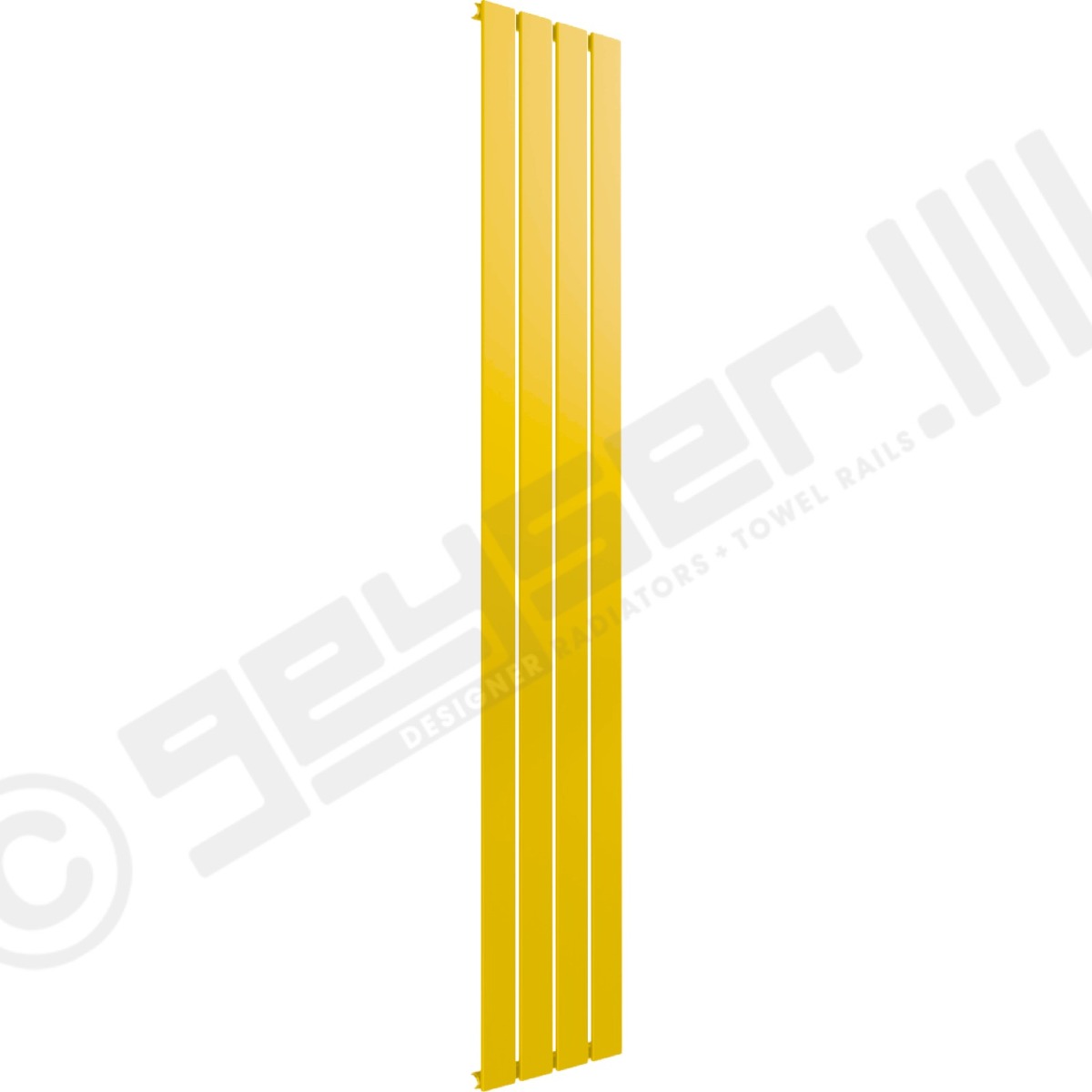Cardiff Special Flat Vertical Single Panel Designer Radiator 1600mm x 292mm in Traffic Yellow RAL 1023