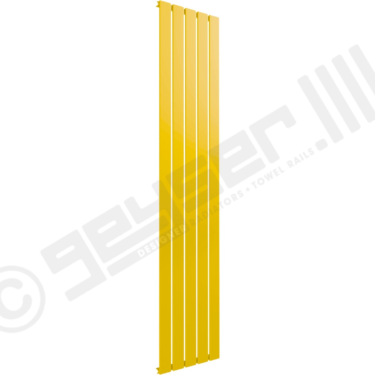 Cardiff Special Flat Vertical Single Panel Designer Radiator 1800mm x 366mm in Traffic Yellow RAL 1023