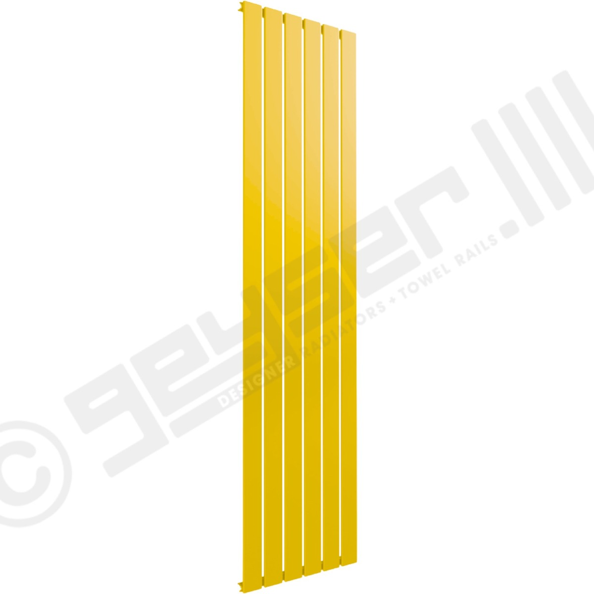 Cardiff Special Flat Vertical Single Panel Designer Radiator 1800mm x 440mm in Traffic Yellow RAL 1023