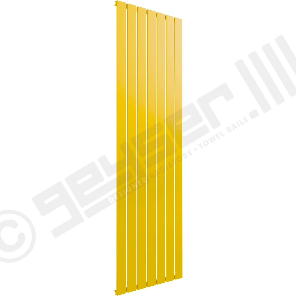 Cardiff Special Flat Vertical Single Panel Designer Radiator 1600mm x 514mm in Traffic Yellow RAL 1023