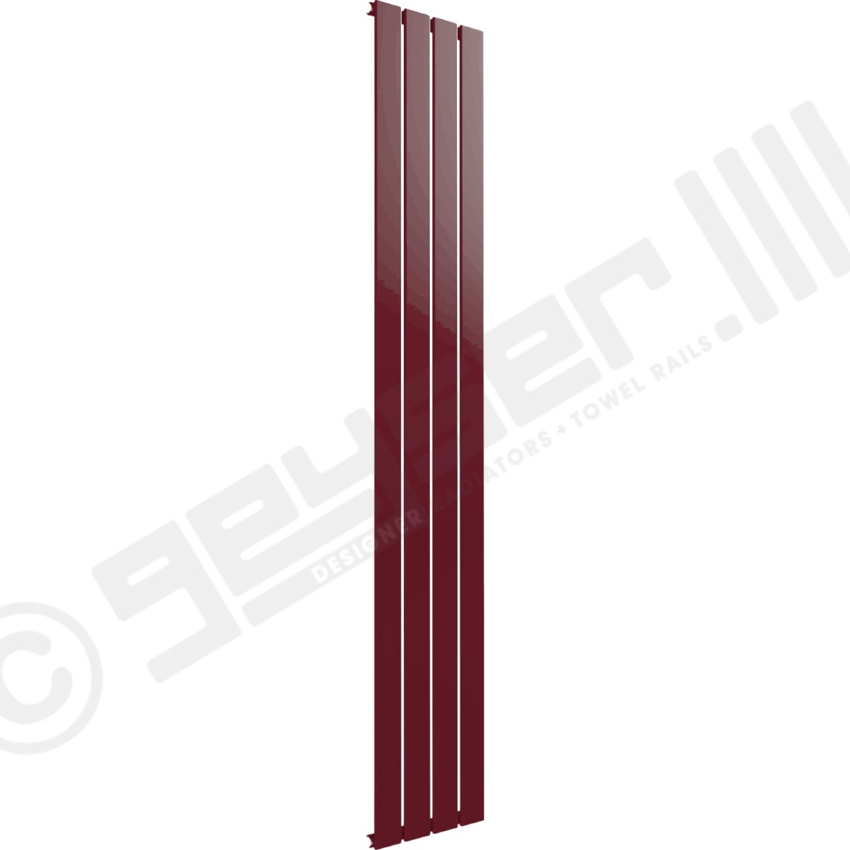 Cardiff Special Flat Vertical Single Panel Designer Radiator 1800mm x 292mm in Wine Red RAL 3005