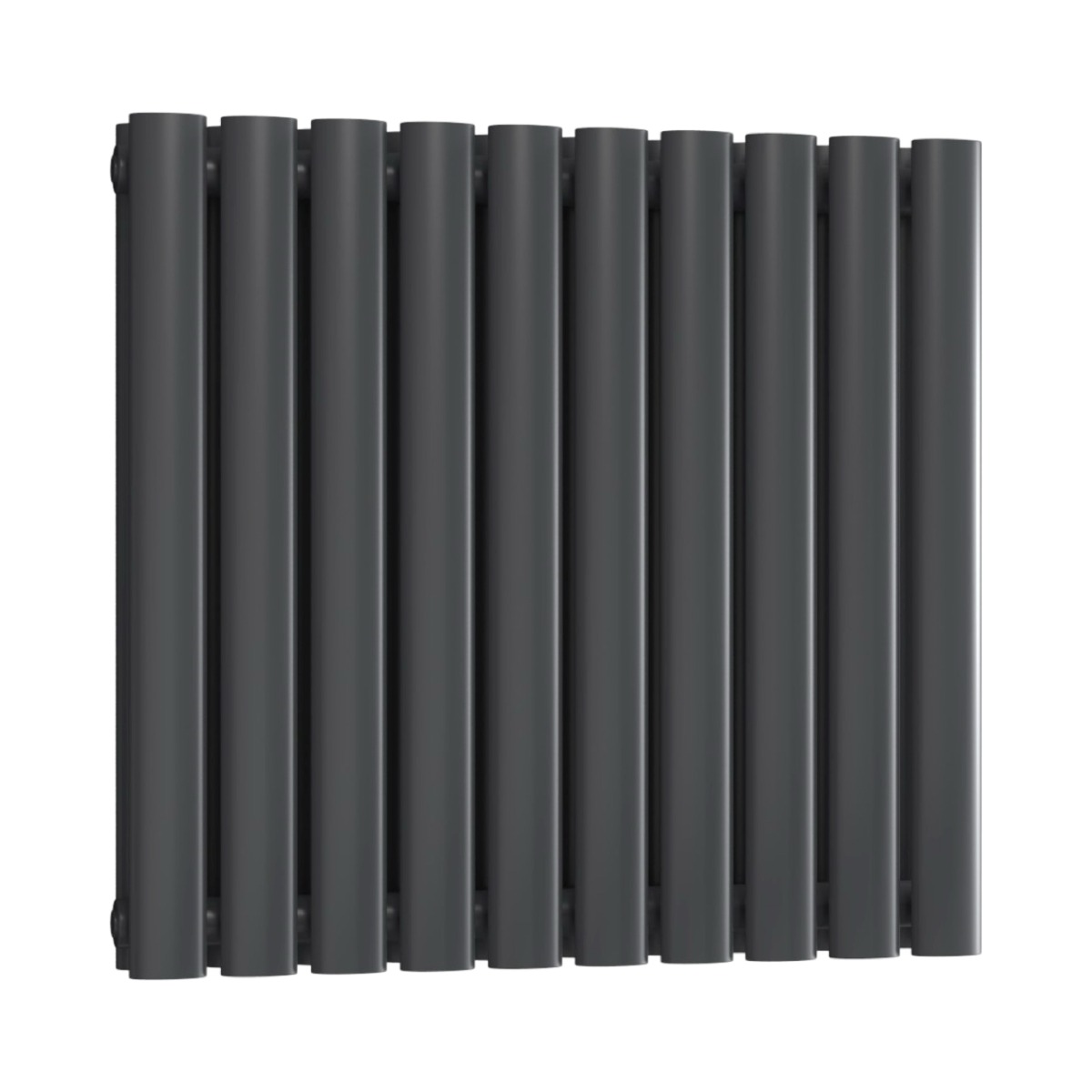 Chelsea Oval Anthracite Double Panel Horizontal Mild Steel Designer Radiator 550mm High x 590mm Wide
