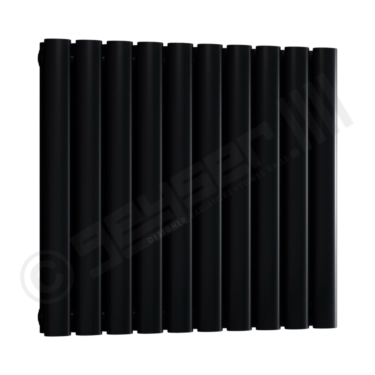 Chelsea Special Double Panel Horizontal Radiator 550mm x 590mm in Jet Black RAL 9005