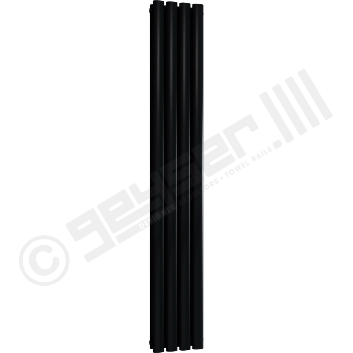 Chelsea Special Double Panel Vertical Radiator 1800mm x 236mm in Jet Black RAL 9005