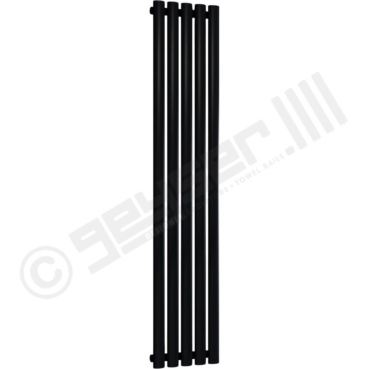 Chelsea Special Single Panel Vertical Radiator 1500mm x 295mm in Jet Black RAL 9005