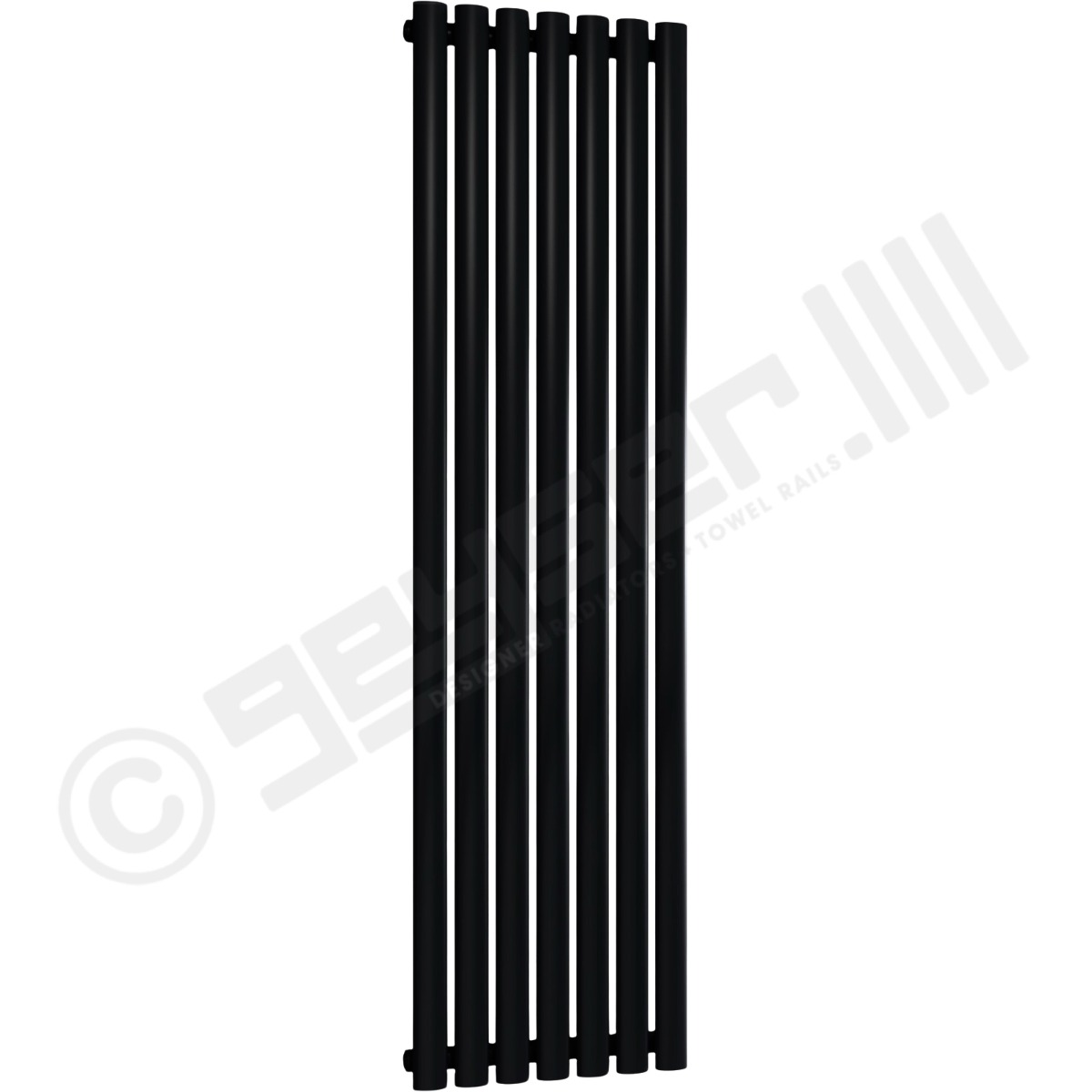 Chelsea Special Single Panel Vertical Radiator 1800mm x 413mm in Jet Black RAL 9005