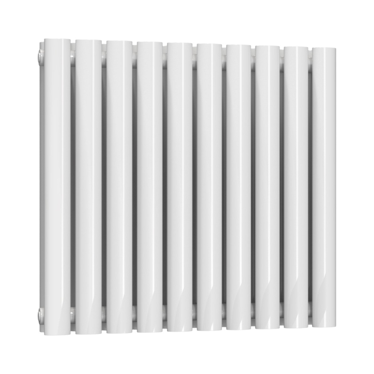 Chelsea Oval White Double Panel Horizontal Mild Steel Designer Radiator 550mm High x 590mm Wide