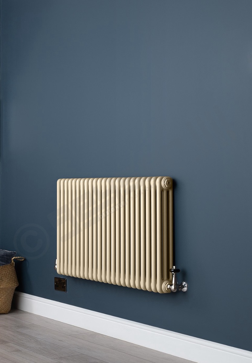 Custom 6 Column 500mm High Textured Matt Cream Radiators