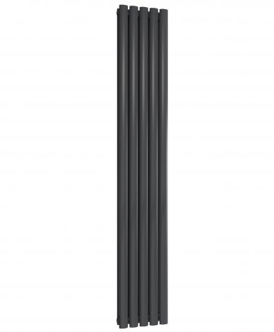 Chelsea Oval Anthracite Double Panel Vertical Mild Steel Designer Radiator 1800mm High x 295mm Wide