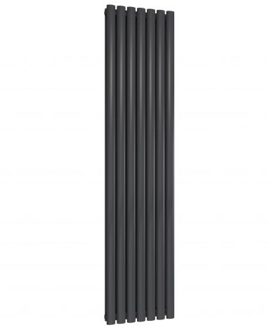 Chelsea Oval Anthracite Double Panel Vertical Mild Steel Designer Radiator 1800mm High x 413mm Wide