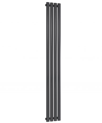 Chelsea Oval Anthracite Single Panel Vertical Mild Steel Designer Radiator 1800mm High x 236mm Wide