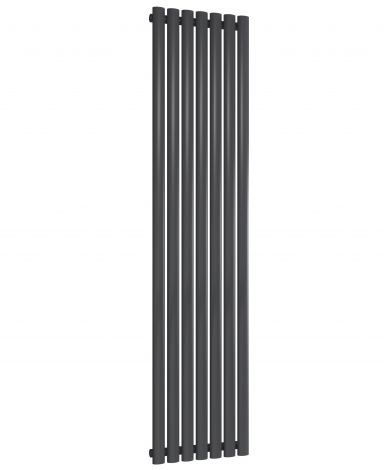 Chelsea Oval Anthracite Single Panel Vertical Mild Steel Designer Radiator 1800mm High x 413mm Wide