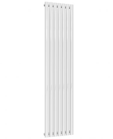 Chelsea Oval White Single Panel Vertical Mild Steel Designer Radiator 1800mm High x 413mm Wide