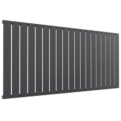 Cardiff single panel horizontal designer radiator in anthracite grey 600mm high x 1402mm wide