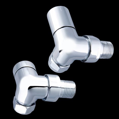 Cylindrical Chrome Corner Radiator Valves - For Pipes Coming Out Of Wall