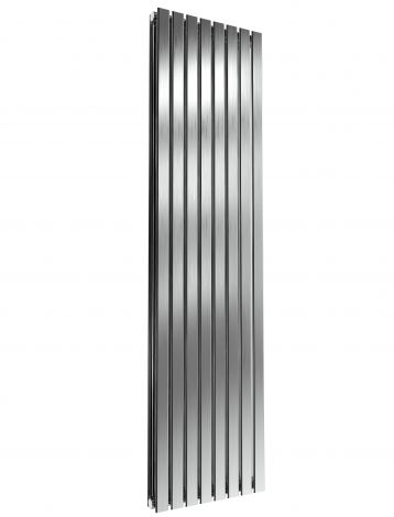 London Flat Bar Double Panel Brushed Satin Stainless Steel Vertical Designer Radiator 1800mm high x 472mm wide