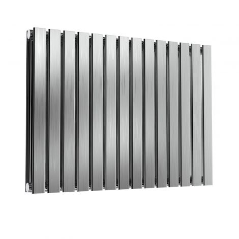 London Flat Bar Double Panel Brushed Satin Stainless Steel Horizontal Designer Radiator 600mm high x 826mm wide