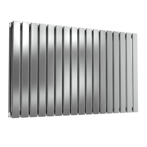 London Flat Bar Double Panel Polished Stainless Steel Horizontal Designer Radiator 600mm high x 1003mm wide