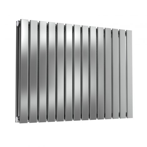 London Flat Bar Double Panel Polished Stainless Steel Horizontal Designer Radiator 600mm high x 826mm wide
