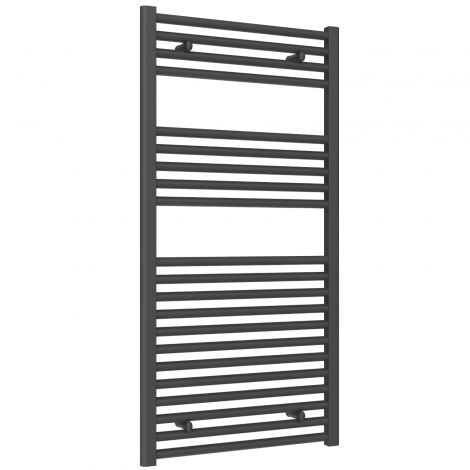Premium - 600mm Wide Anthracite Straight Ladder Fixed Single Heat Electric Towel Rails