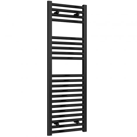 Premium Black Straight Ladder Thermostatic Electric Towel Rails with Boost 1200mm High X 400mm Wide