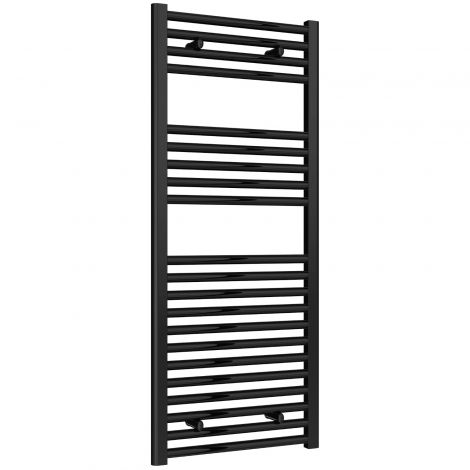 Premium Black Straight Ladder Thermostatic Electric Towel Rails with Boost 1200mm High X 500mm Wide