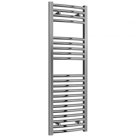 Premium - Chrome Curved Ladder Thermostatic Electric Towel Rails with Boost 1200mm High X 450mm Wide