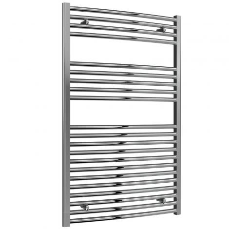 Premium - 750mm Wide Chrome Curved Ladder Fixed Single Heat Electric Towel Rails