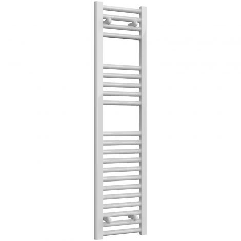 Premium - 300mm Wide White Straight Ladder Fixed Single Heat Electric Towel Rails