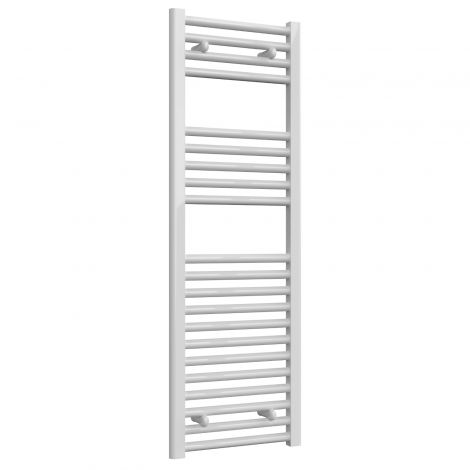Premium - 400mm Wide White Straight Ladder Fixed Single Heat Electric Towel Rails