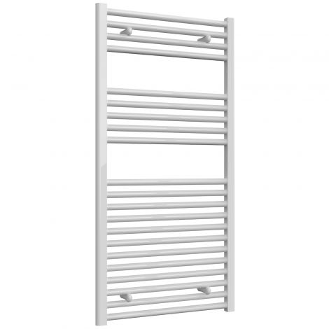 Premium - 600mm Wide White Straight Ladder Fixed Single Heat Electric Towel Rails