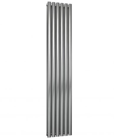 Winchester Oval Double Panel Brushed Satin Stainless Steel Vertical Designer Radiator 1800mm high x 354mm wide