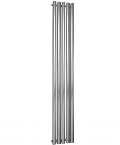 Winchester Oval Single Panel Brushed Satin Stainless Steel Vertical Designer Radiator 1800mm high x 295mm wide