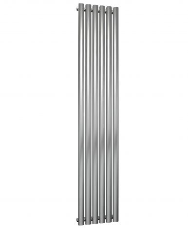 Winchester Oval Single Panel Brushed Satin Stainless Steel Vertical Designer Radiator 1800mm high x 354mm wide