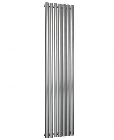 Winchester Oval Single Panel Brushed Satin Stainless Steel Vertical Designer Radiator 1800mm high x 413mm wide