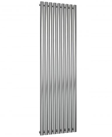Winchester Oval Single Panel Brushed Satin Stainless Steel Vertical Designer Radiator 1800mm high x 531mm wide