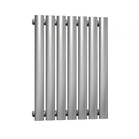 Winchester Oval Single Panel Brushed Satin Stainless Steel Horizontal Designer Radiator 600mm high x 413mm wide