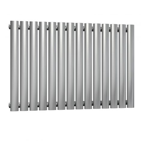 Winchester Oval Single Panel Brushed Satin Stainless Steel Horizontal Designer Radiator 600mm high x 826mm wide