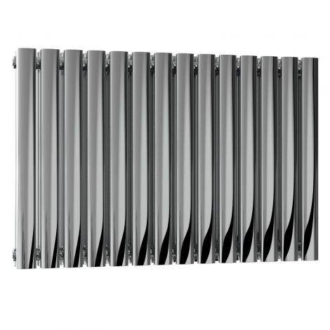 Winchester Oval Double Panel Polished Stainless Steel Horizontal Designer Radiator 600mm high x 826mm wide